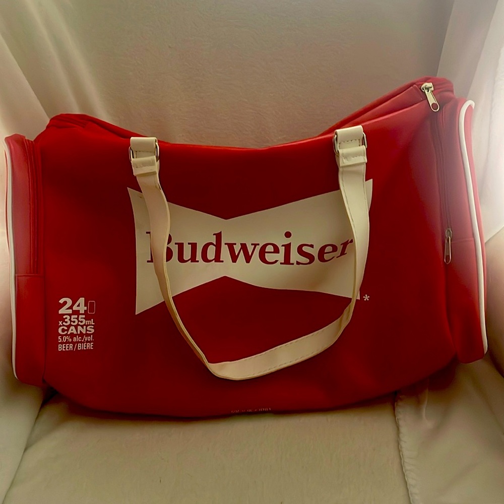 Budweiser Soft-sided Faux Leather Red Cooler Bag